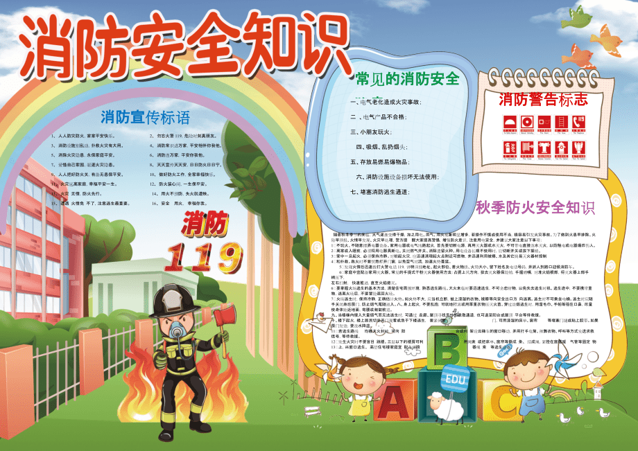 彩色學(xué)生電子小報手抄報模板消防安全 (29)